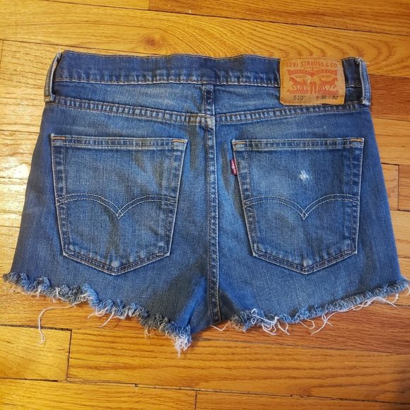 Levis 510 distressed, raw hem high waisted shorts ❤ - Picture 1 of 3